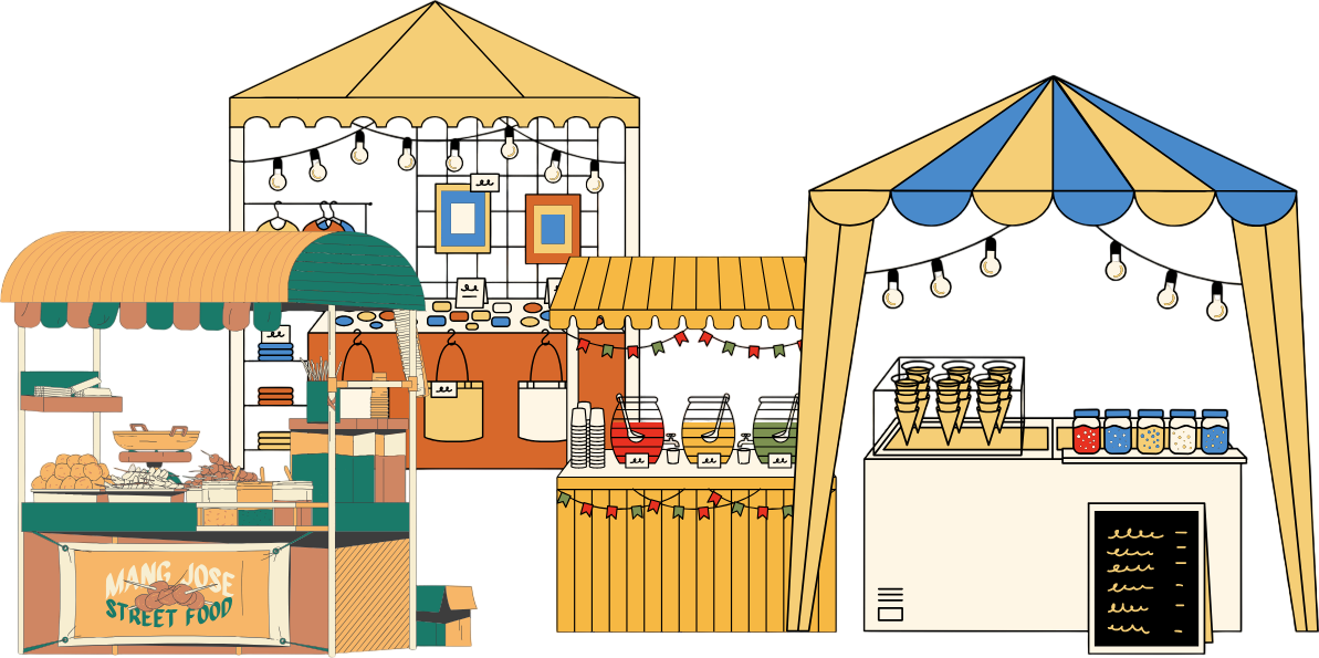 Illustration of the stalls at Coke Station Road